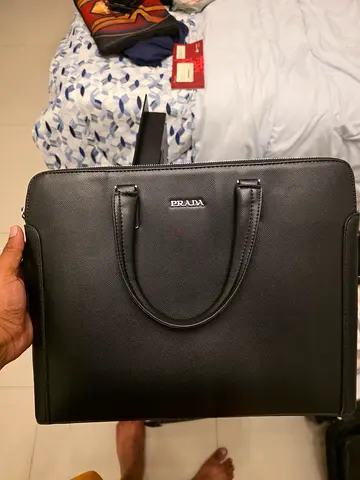 Black Prada leather briefcase / laptop bag - good condition