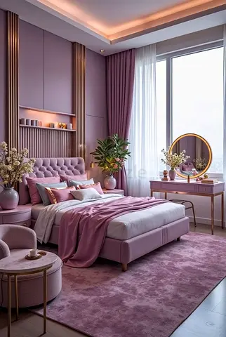 Modern Pink Upholstered bed