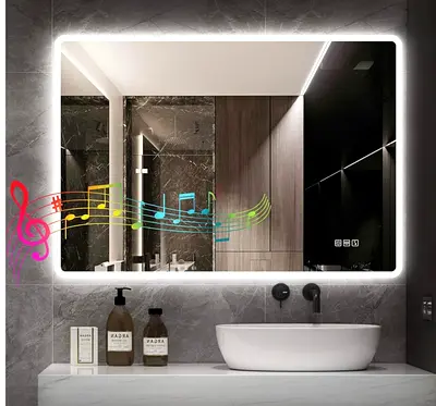 LED Backlit Bathroom Mirror with Touch Controls and Demister - Modern Rectangular
