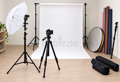 Studio Photography Lighting Kit with Tripods, Umbrella, Backdrop and Reflector