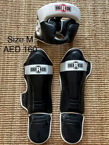 Ring R Side boxing headgear & shin guards set — Size M