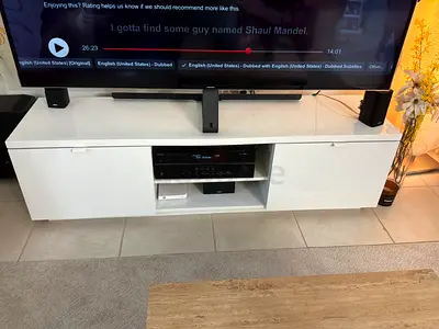 Tv trolly white in color