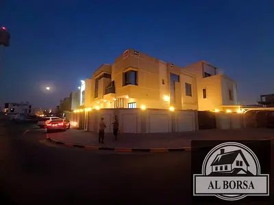 Corner villa for sale in Al Zahia, 5 master bedrooms, living room, majlis, kitchen, maid's room and storage room