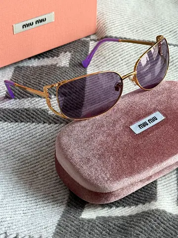 Miu Miu Gold Frame Sunglasses with Velvet Case - Lightly Used