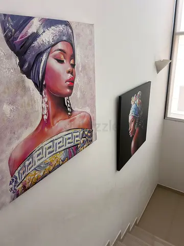 Pair of Framed African Portrait Paintings - Canvas Art (Set of 2)