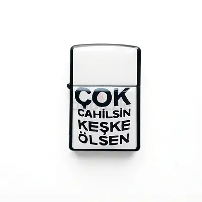 Vintage-style Metal Zippo Lighter with Turkish Script - UNUSED - 187