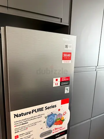 Toshiba double -door refrigerator — NaturePURE Series, like new