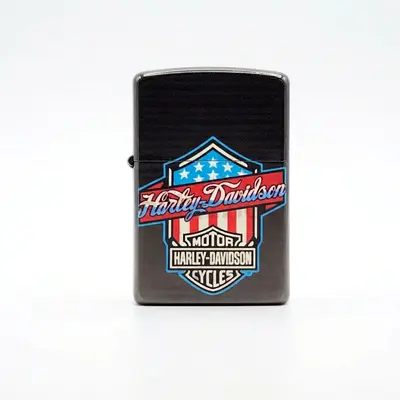 Harley-Davidson Brushed Metal Zippo-Style Lighter with Logo - UNUSED - 174
