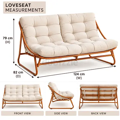 Beige Loveseat Sofa - Comfortable 2-Seater (124cm)