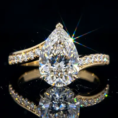 18K Gold Pear Lab-Grown Diamond Ring | 1.20 CT | IGI Certified