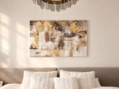 Abstract gold and neutral canvas wall art - 120x80cm