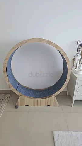 Large Wooden Cat Exercise Wheel with Carpet Lining