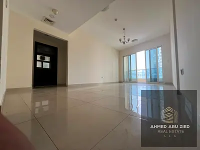 Two-bedroom apartment with a living room in Al Qasba, featuring a full sea view, master bedrooms, three bathrooms, central air conditioning, and free