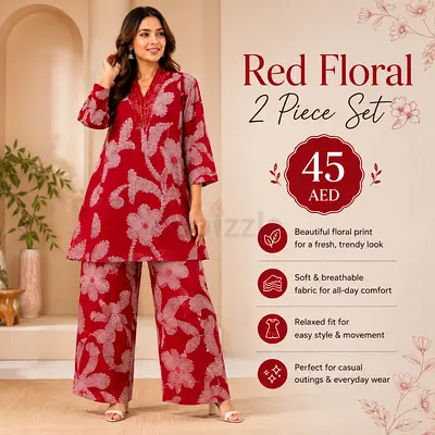 Red Floral 2-Piece Women's Lounge Set