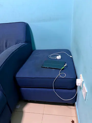 Compact navy blue 4- seater sofa (good condition)