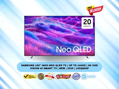 Samsung 100″ Inch Neo QLED TV | Up to 144Hz | 4K UHD Vision AI Smart TV | New | 2025 | 100QN80F