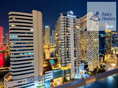 استوديو مفروش | إطلالة على المارينا والقناة | AG Tower Business Bay