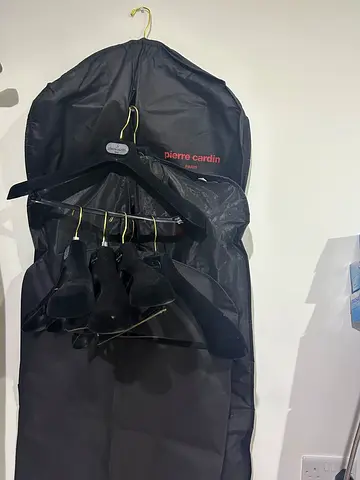 Velvet suit hangers and garment bags
