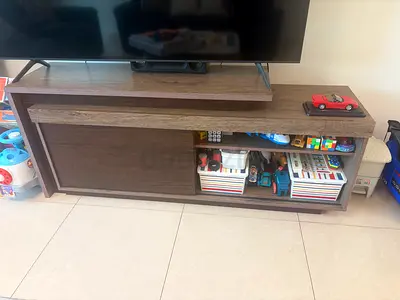 Wooden TV Unit / Entertainment Center - Sliding Door, Good Condition