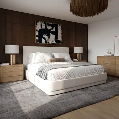 Square headboard king fabric bed frame