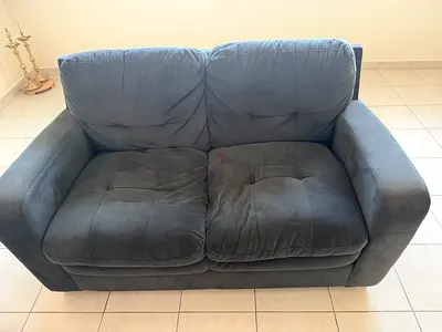 Comfortable 2-Seater Grey Fabric Sofa - Good Condition