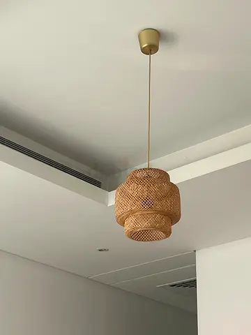 Handmade Rattan Pendant Lamp - Natural Woven Ceiling Light; size small