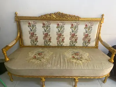 3 seater,sofa, golden colour