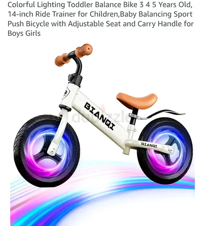 14-inch Toddler Balance Bike with Light-Up Wheels, Adjustable Seat & Carry Handle