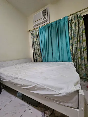 White single bed frame with mattress and mattress cover - good condition