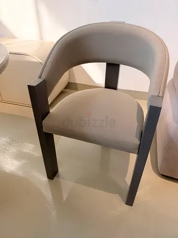 Modern upholstered dining/armchair with wooden legs - light grey can be indoor or outdoor