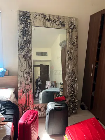 Large Decorative Full-Length Wall Mirror with Carved Frame