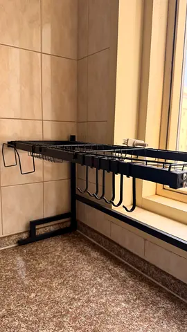 Wall-mounted retractable plates drying rack, sturdy metal frame