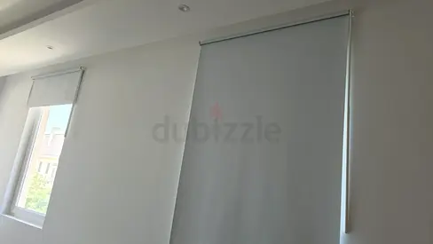 2 Light-filtering Roller Blinds - White/Grey, Good Condition 190x120cm