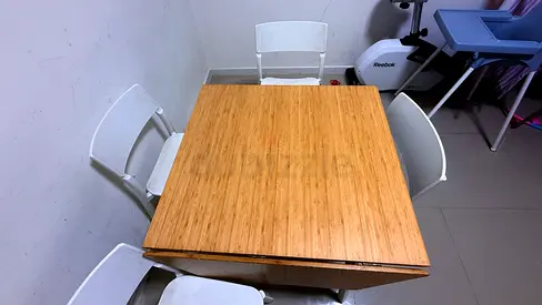 Wooden Extendable Dining Table with 3 solid Chairs - ikea