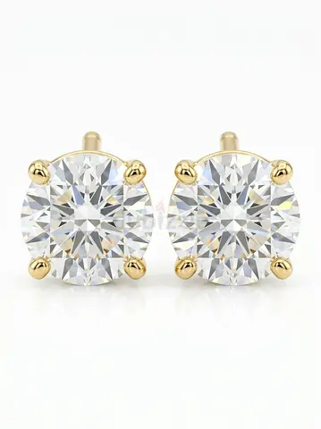 IGI Certified Lab Grown Diamond Earrings | 18K Gold Diamond Stud Earrings | Round Brilliant Diamond