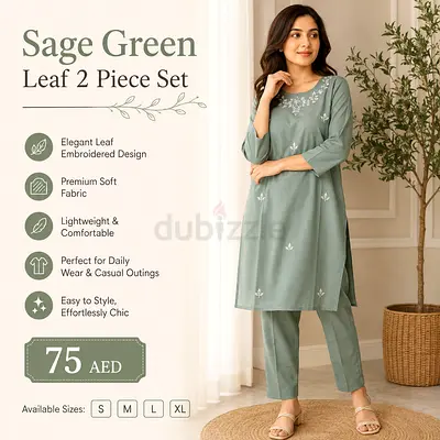 Sage Green 2-Piece Embroidered Kurta Set