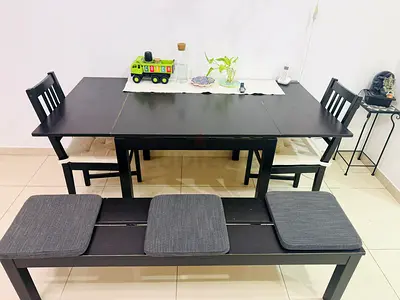 IKEA EXTENDIBLE DINING SET WITH BENCH
