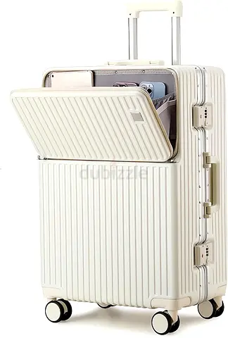 Smart Carry-On Hardshell Luggage Suitcase with Quick-Access Front Pocket & Built-in Cup Holder
