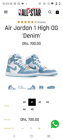 Air Jordan 1 High OG 'Denim' - Size 41