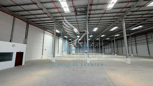 Brand-New 60,000 Sq. Ft. Warehouse in Al Sajaa with Fire System, 44 kW Power, 2 Entrances & Office