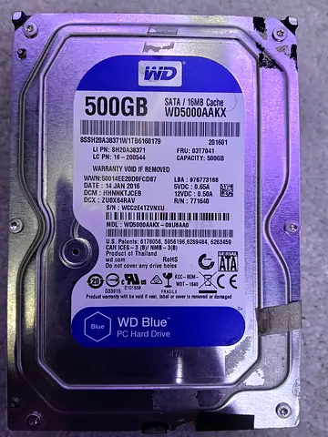 WD Blue 500GB SATA Internal Hard Drive (WD5000AAKX) - Used