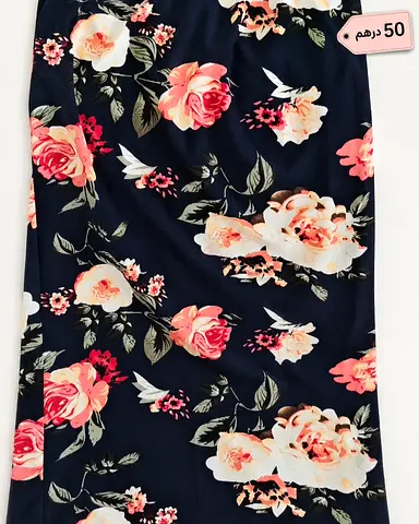 Dark navy floral maxi skirt - lightweight