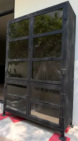 All metal display cabinet with metal/glass doors - sturdy storage