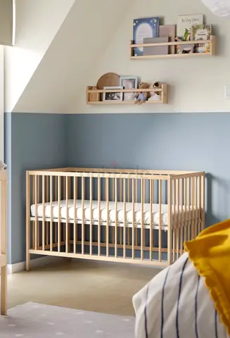 IKEA Singlar Wooden Baby Crib with mattress and bumper