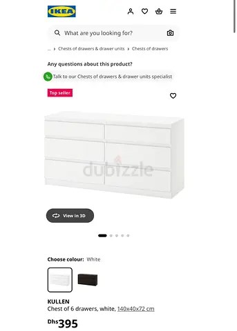 IKEA KULLEN chest of drawer-6 (140x40x72 cm)