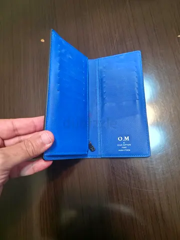 Blue Long Leather Card Holder / Wallet - Slim, Multiple Card Slots
