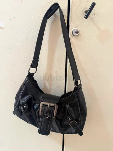 Black leather shoulder bag with buckle detail - never used