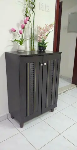 Dark Wood Shoe Cabinet / Small Storage Cupboard - Good Condition