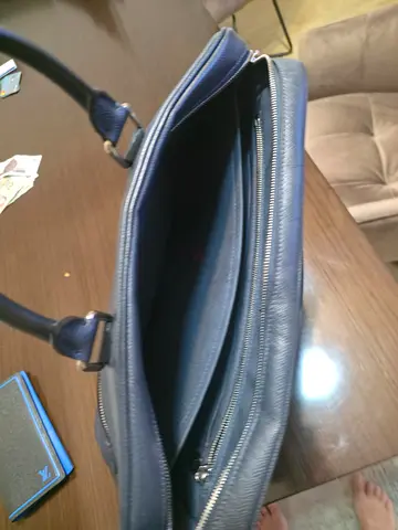 Blue leather shoulder bag - gently used