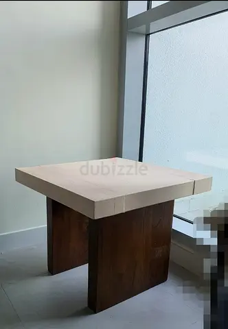 Solid Wood Side Table with Thick Stone/Concrete Top